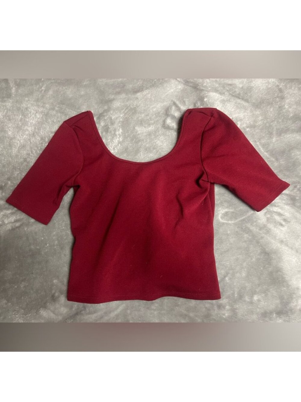 Burgundy Short Sleeve Crop Top